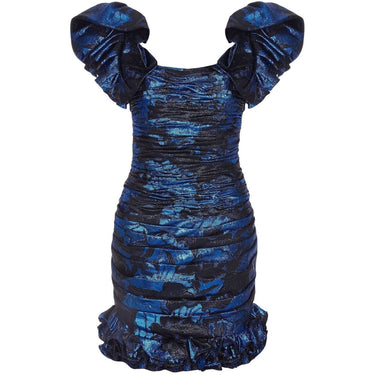 ARCHIVE: Ungaro 1980s Blue & Black Lame Cocktail Dress
