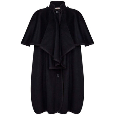 ARCHIVE - Yves Saint Laurent 1970s Black Wool Two Way Cape With Wool Braid Trims