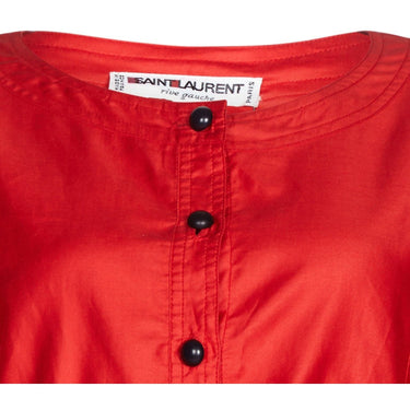 ARCHIVE: Yves Saint Laurent 1970s Red Cotton Bell Sleeve Blouse With Puff Shoulder Detail
