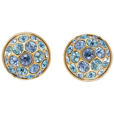 ARCHIVE - Yves Saint Laurent 1980s Gold Tone Earrings With Blue Crystal Rhinestones