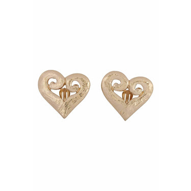 ARCHIVE - Yves Saint Laurent 1990s Gold Tone Heart Earrings