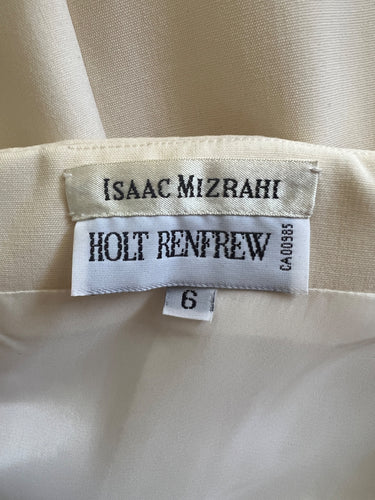 ARCHIVE - 1992 Isaac Mizrahi Runway Yellow Rose Print Cream Strapless Dress