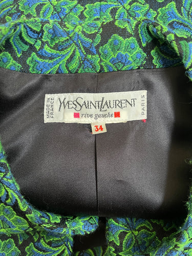 ARCHIVE - 1991 Yves Saint Laurent Green Jacquard Jacket with Gold Buttons