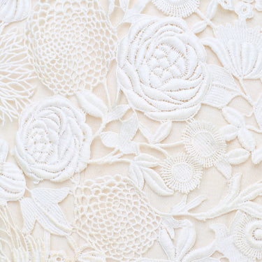 1960s French Couture Cream Guipure Floral Lace Midi Dress