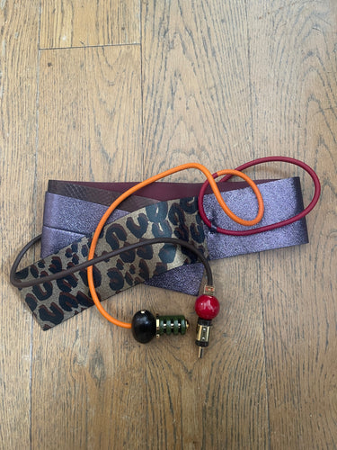 2009 Louis Vuitton Runway Leopard Print Leather Obi Waist Belt