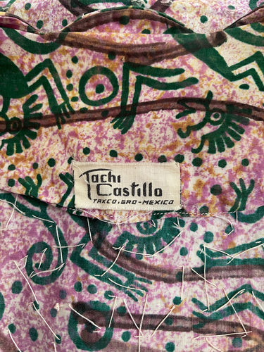 1940s Tachi Castillo Skirt and Top Set with Novelty Aztec Print