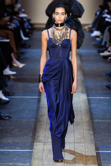 2019 Runway Documented Alexander McQueen Royal Blue Bustier Corset Dress