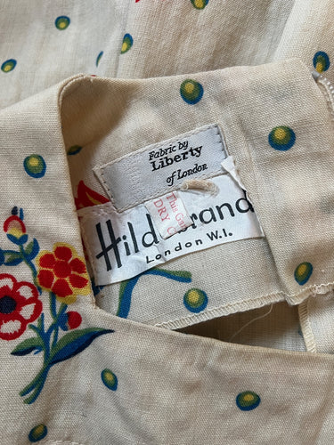 ARCHIVE - 1970s Hildebrand Cream Wool Floral Liberty Print Dress