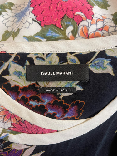 2017 Isabel Marant Mainline Documented Black White and Floral Silk Top