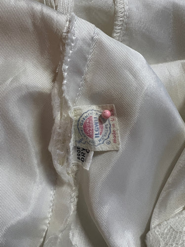 ARCHIVE - 1970s Five Tier Lace Wedding Dress with Wide Neckline