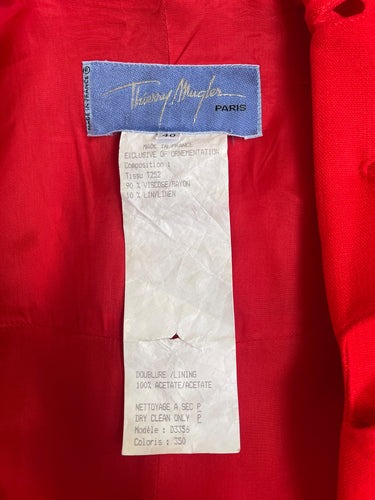 1990s Thierry Mugler Lipstick Red Wiggle Collar Jacket