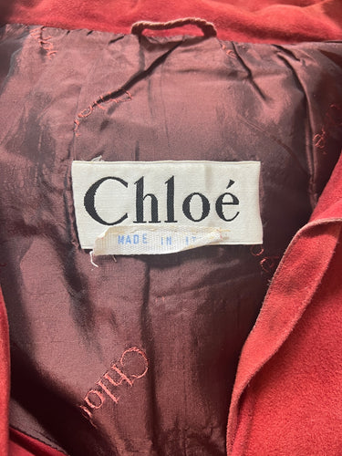 1970s Chloé by Karl Lagerfeld Terracotta Suede Tunic Dress
