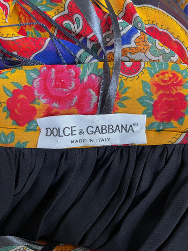 1993 Dolce & Gabbana Runway Floral Paisley Fringe Maxi Skirt