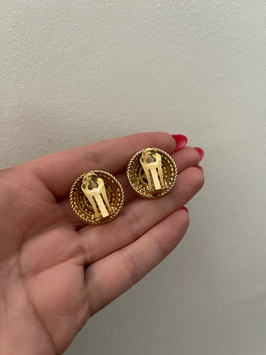1970 Christian Dior Gold and Diamante Rope Design Earrings