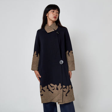 1920s Navy and Khaki Flapper Coat with Soutache Work