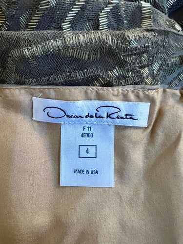 2011 Oscar De La Renta Runway Sheer Mocha All-Over Beaded Maxi-Dress