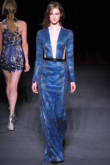 2013 Julien Macdonald Runway Documented Electric Blue Beaded Dress