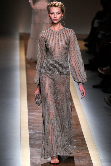 ARCHIVE - 2012 Valentino Runway Documented Heavy Beaded Gold Maxi-Dress
