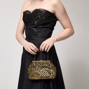 1930s French Black and Gold Sequin Bag