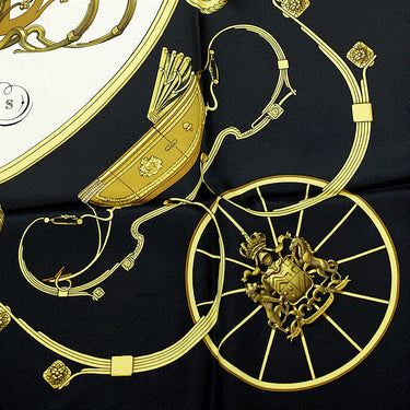ARCHIVE - 1974 Hermès Black “Springs” by Philippe Ledoux 90cm Silk Twill Scarf