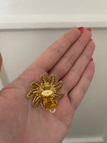 1994 Chanel Gold Sun CC Earrings