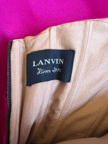 2015 Lanvin Fuchsia and Black Evening Dress with Train