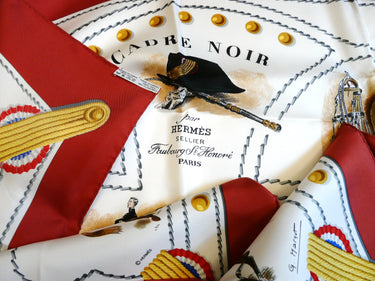 ARCHIVE - 1960 Hermès Red “Cadre Noir” by G. Margot 90cm Silk Twill Scarf
