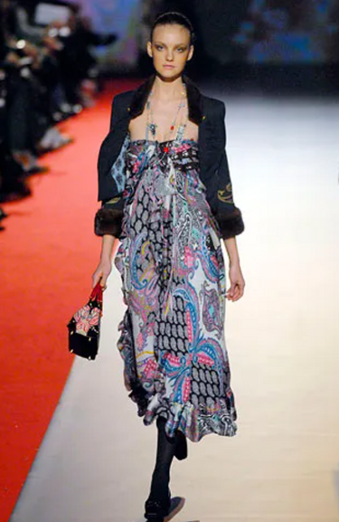 2006 Runway Documented Christian Lacroix Paisley Print Silk Dress