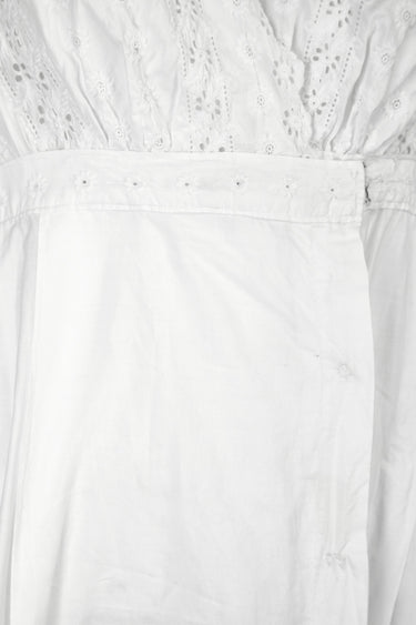 ARCHIVE - 1910s Edwardian White Eyelet Work Wrap Dress
