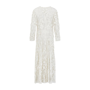 1910s Edwardian White Crochet and Lace Coat Dress