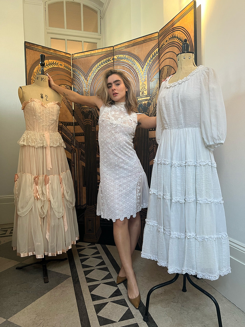 ARCHIVE - 1920s White Handmade Irish Crochet Lace Bridal Dress CIRCA VINTAGE ARCHIVE - 1920s White Handmade Irish Crochet Lace Bridal Dress CIRCA VINTAGE