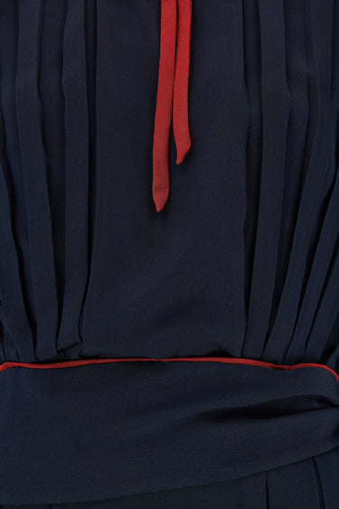 ARCHIVE - 1920s Blue and Russet Silk Crepe Day Dress