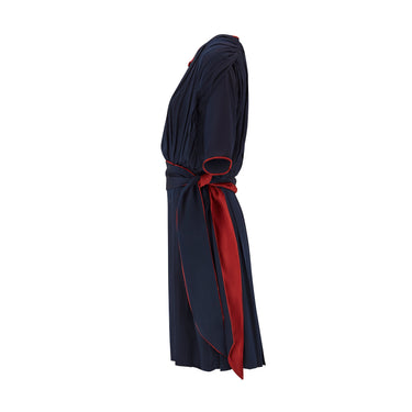ARCHIVE - 1920s Blue and Russet Silk Crepe Day Dress