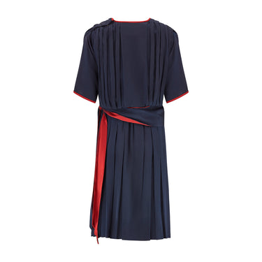 ARCHIVE - 1920s Blue and Russet Silk Crepe Day Dress