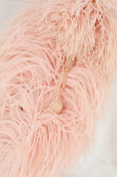 Original 1920s Candy Pink Feather Boa with Silk Cord Tassels