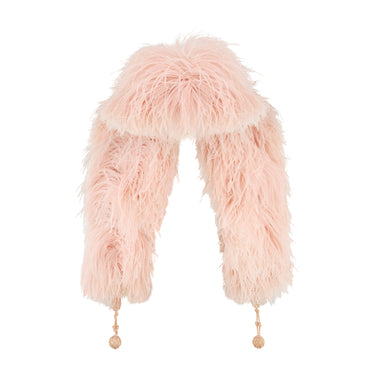 Original 1920s Candy Pink Feather Boa with Silk Cord Tassels
