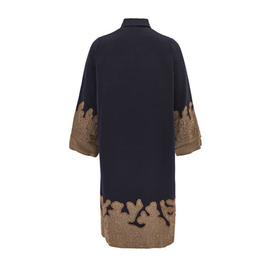 1920s Navy and Khaki Flapper Coat with Soutache Work