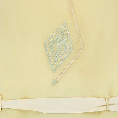 ARCHIVE - 1920s Pale Chartreuse Green and Cream Silk Dress