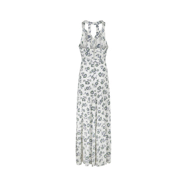 ARCHIVE - 1930s Deco Floral White Cotton Print Maxi Dress
