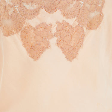 ARCHIVE - 1930s Bias Cut Peach Silk Slip Dress with Lace Inserts