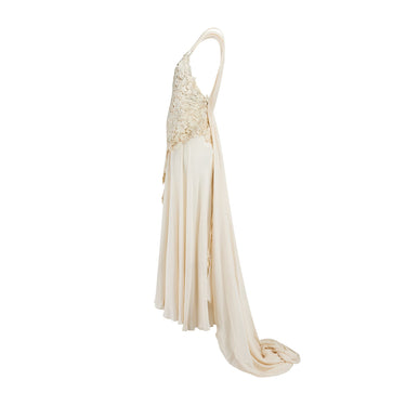 ARCHIVE - 1930s Cream Asymmetric Lace Bodice Wedding Dress