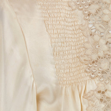 ARCHIVE - 1930s Cream Silk Hand Embroidered Lace Blouse with Elaborate Buttons