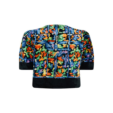 ARCHIVE - 1930s Liberty Silk Velvet Rainbow Floral Print Jacket with Scarf