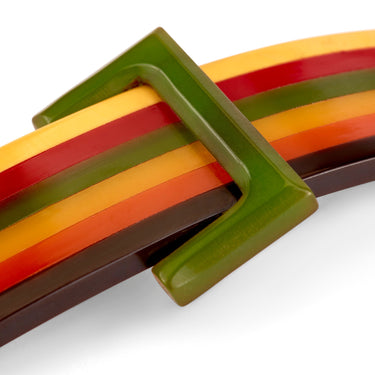 ARCHIVE - 1930s Philadelphia Six Colour Rainbow Bakelite Belt Brooch