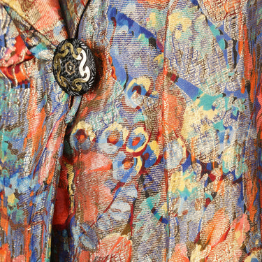 1930s Rainbow Floral and Gold Lame Jacket with Cream Silk Lining
