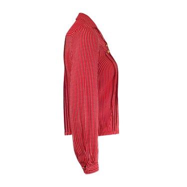 ARCHIVE - 1930s Red and White Stripe Crepe Shirt with Gold Buttons