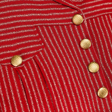 ARCHIVE - 1930s Red and White Stripe Crepe Shirt with Gold Buttons