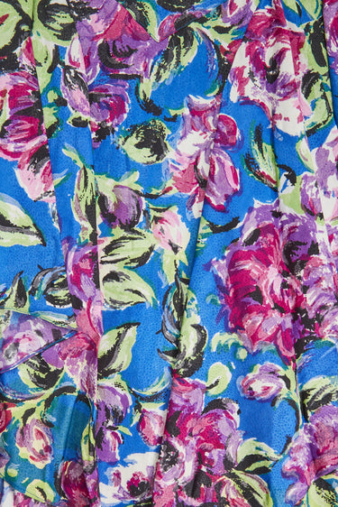 ARCHIVE - 1940s Floral Crepe Peplum Maxi Dress