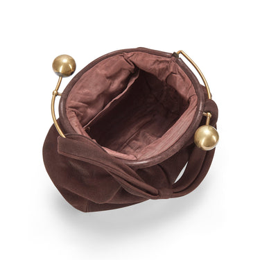ARCHIVE - 1940s Brown Suede Barrel Clasp Bag