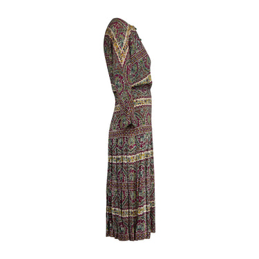 1940s L'Aiglon Heraldic Style Novelty Print Rayon Dress